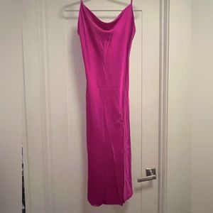Silky fuchsia midi dress